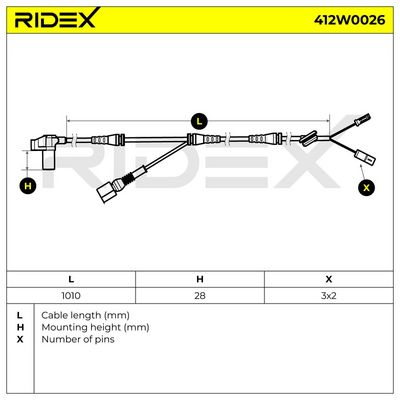 датчик, обороти на колелото RIDEX 412W0026