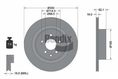 спирачен диск BENDIX Braking BDS1627