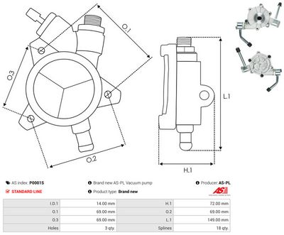 POMPA VACUUM SISTEM DE FRANARE AS-PL P0001S 2