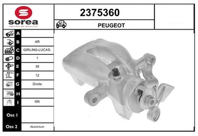 EAI 2375360 Тормозной суппорт  для PEUGEOT 308 SW I (4E_, 4H_) 1.6 16V