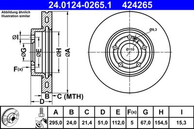 Тормозной диск ATE 24.0124-0265.1 для MERCEDES-BENZ CLA