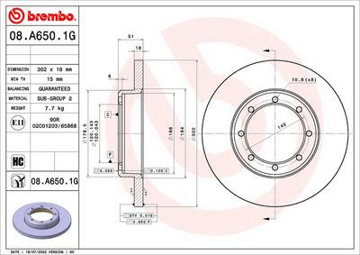 Tarcza hamulcowa BREMBO 08.A650.1G