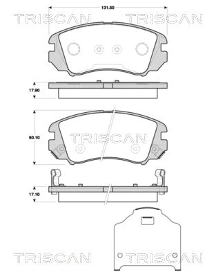 Комплект тормозных колодок, дисковый тормоз TRISCAN 8110 43036 для KIA MAGENTIS