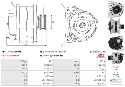 GENERATOR / ALTERNATOR AS-PL A01114S 4