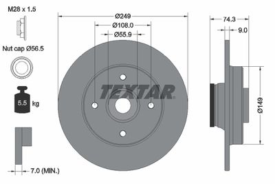 Тормозной диск TEXTAR 92194103 для CITROËN DS4