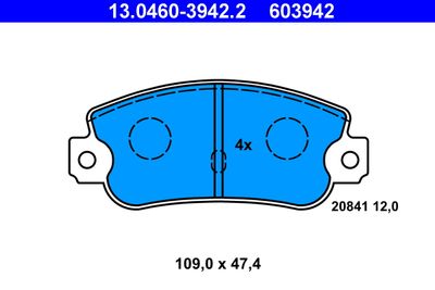 Комплект тормозных колодок, дисковый тормоз ATE 13.0460-3942.2 для LANCIA PRISMA