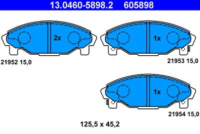 Комплект тормозных колодок, дисковый тормоз ATE 13.0460-5898.2 для DAIHATSU GRAN