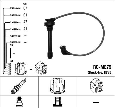 Комплект проводов зажигания NGK 8735 для MITSUBISHI CARISMA
