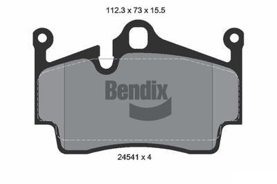 Комплект тормозных колодок, дисковый тормоз BENDIX Braking BPD2166 для PORSCHE CAYMAN