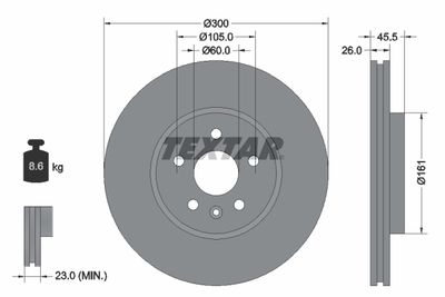 Тормозной диск TEXTAR 92243303 для CHEVROLET TRAX