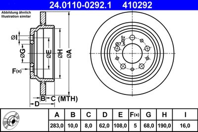 Тормозной диск ATE 24.0110-0292.1 для VOLVO V70