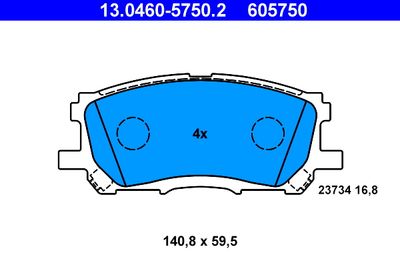 Комплект тормозных колодок, дисковый тормоз ATE 13.0460-5750.2 для TOYOTA HARRIER
