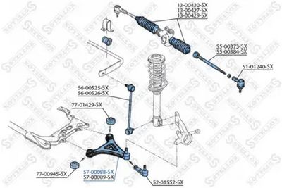 носач, окачване на колелата STELLOX 57-00088-SX