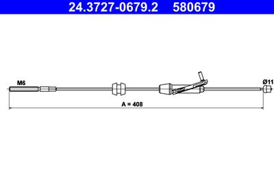 Тросик, cтояночный тормоз ATE 24.3727-0679.2 для FORD KA+