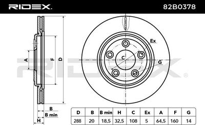 спирачен диск RIDEX 82B0378
