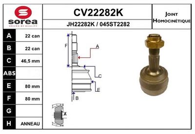 EAI Homokineet reparatie set, aandrijfas (CV22282K)