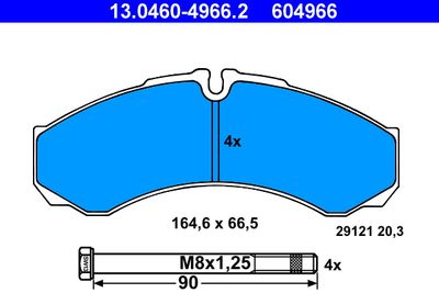 Комплект тормозных колодок, дисковый тормоз ATE 13.0460-4966.2 для RENAULT TRUCKS MASCOTT