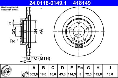 ATE 24.0118-0149.1 Тормозные диски  для MAZDA RX-8 (Мазда Рx-8)