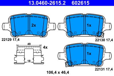 Комплект тормозных колодок, дисковый тормоз ATE 13.0460-2615.2 для OPEL INSIGNIA