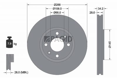 Tarcza hamulcowa PAGID 50327N