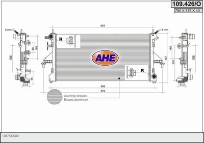 Радиатор, охлаждение двигателя AHE 109.426/O для FIAT DUCATO