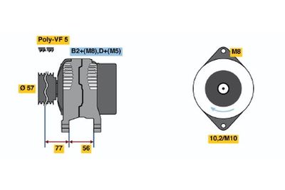 BOSCH 0 986 048 240 Генератор для OPEL ASTRA H GTC (A04)