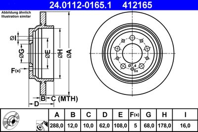 Тормозной диск ATE 24.0112-0165.1 для VOLVO V70