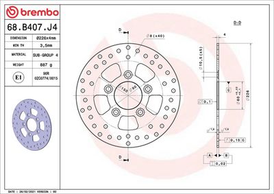 Kočni disk BREMBO 68B407J4