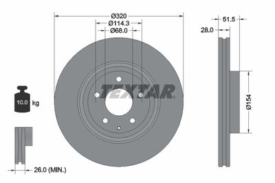 Тормозной диск TEXTAR 92315203 для MAZDA CX-9