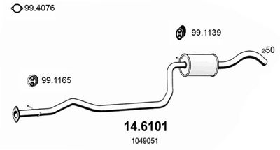 Средний глушитель выхлопных газов ASSO 14.6101 для FORD PUMA