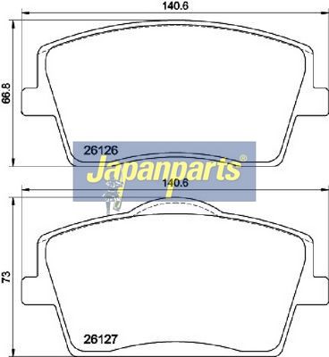 JAPANPARTS - Sada brzdových platničiek kotúčovej brzdy (brzdové platničky) VOLVO, LYNK & CO, GEELY , PA-0353AF