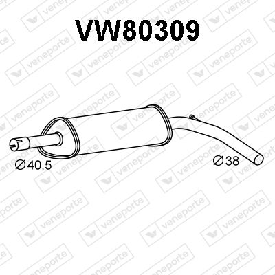 Средний глушитель выхлопных газов VENEPORTE VW80309 для SEAT Mii