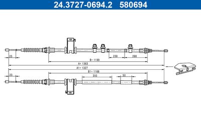 Cable Pull, parking brake 24.3727-0694.2