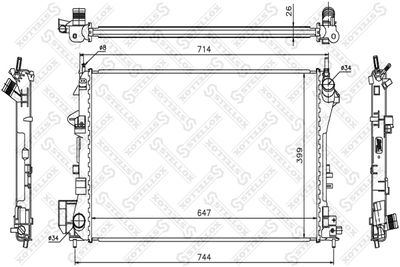 Радиатор, охлаждение двигателя STELLOX 10-26002-SX для OPEL SIGNUM
