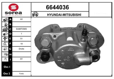 STARTCAR 6644036 Тормозной суппорт  для HYUNDAI PONY (X-1) 1.5 (X-1)