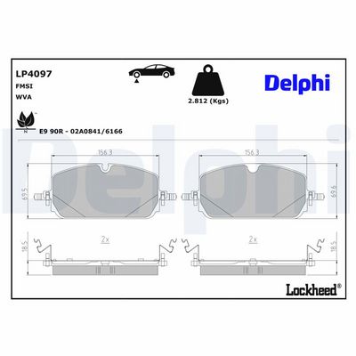 комплект спирачно феродо, дискови спирачки DELPHI LP4097