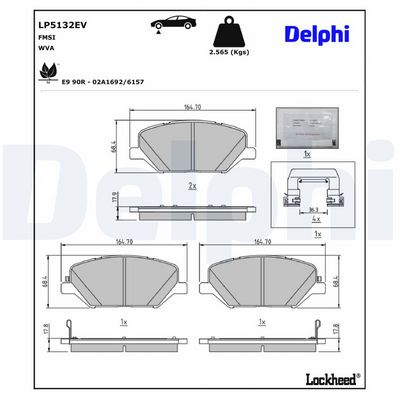 DELPHI Stabdžių trinkelių rinkinys, diskinis stabdys