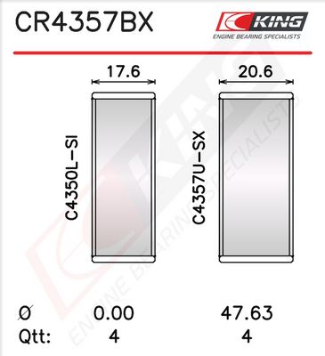 Черупка на биелен лагер KING CR4357BX0.5
