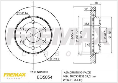 Тормозной диск FREMAX BD-5054 для CHEVROLET AVALANCHE