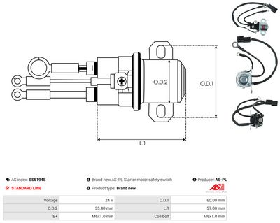 Elektromagnetický spínač, štartér AS-PL SS5194S