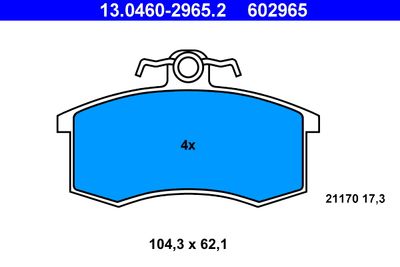 Комплект тормозных колодок, дисковый тормоз ATE 13.0460-2965.2 для LADA SAMARA