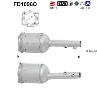 Filtr sadzy / filtr cząstek stałych, układ wydechowy AS 8200613115