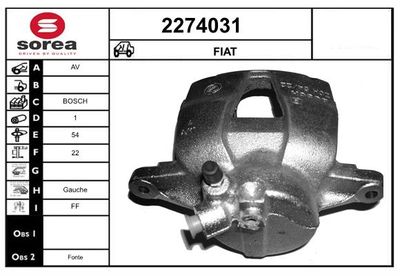 EAI 2274031 Тормозной суппорт  для FIAT IDEA (Фиат Идеа)