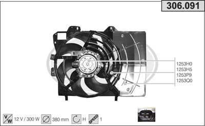 Вентилятор, охлаждение двигателя AHE 306.091 для CITROËN C-ELYSEE
