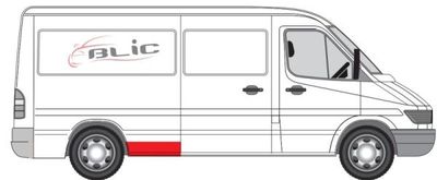 Fender reparatieset Achter Rechts (voor het wiel, hoogte 15cm, middelgroot model) past: MERCEDES SPRINTER 901, 902, 903, 904, 905 VW LT II 01.95-07.06