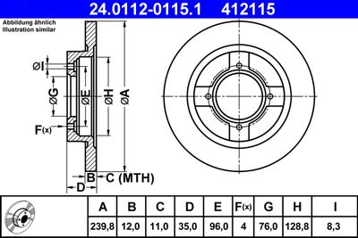 Тормозной диск ATE 24.0112-0115.1 для NISSAN CHERRY