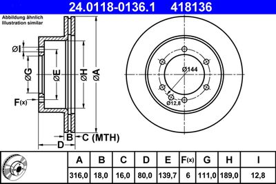 Тормозной диск ATE 24.0118-0136.1 для NISSAN PATROL