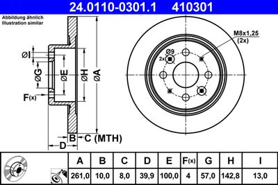 Тормозной диск ATE 24.0110-0301.1 для KIA CERATO