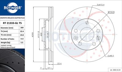 Tarcza hamulcowa ROTINGER RT 21333-GL T5