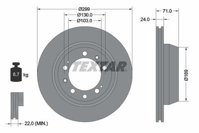 Тормозной диск TEXTAR 92043300 для PORSCHE 928